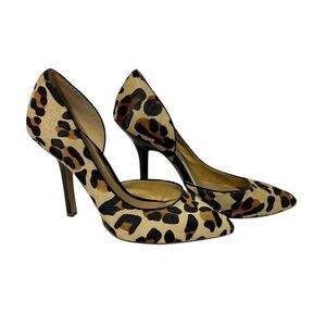 BCBGeneration Leopard Print Real CowHair Fur Stiletto Pumps Shoes Size 8.5